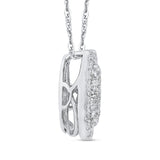 Round Diamond Fashion Pendant with Chain 14K White Gold
