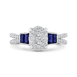 Diamond Engagement Ring with Sapphire in 14K White Gold