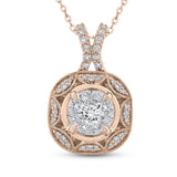 Round Diamond Fashion Pendant In with Chain 14K Two Tone Gold