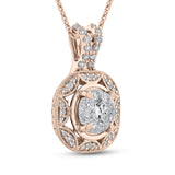 Round Diamond Fashion Pendant In with Chain 14K Two Tone Gold