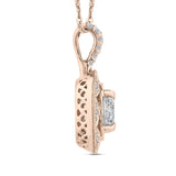 Round Diamond Fashion Pendant In with Chain 14K Two Tone Gold