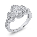 Round Diamond Halo Engagement Ring in 14K White Gold