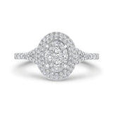 Split Shank Round Diamond Double Halo Engagement Ring in 14K White Gold