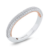 Round Diamond Half-Eternity Wedding Band in 14K Two Tone Gold