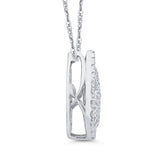 Round Diamond Pear Shape Halo Pendant with Chain 14K White Gold
