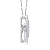 Round Diamond Marquise Cut Shape Halo Pendant with Chain 14K White Gold