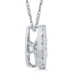 Round Diamond Cushion Shape Halo Pendant with Chain 14K White Gold