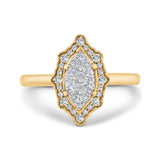 Euro Shank Round Diamond Marquise Cut Shape Halo Engagement Ring in 14K Two Tone Gold