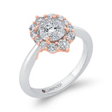 Round Diamond Halo Engagement Ring in 14K Two Tone Gold