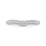 Round Diamond Half-Eternity Contour Wedding Band in 14K White Gold