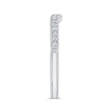 Round Half-Eternity Diamond Contour Wedding Band in 14K White Gold