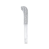 Round Diamond Half-Eternity Contour Wedding Band in 14K White Gold