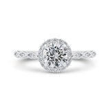 Diamond Halo Engagement Ring in 14K Two Tone Gold (Semi-Mount)