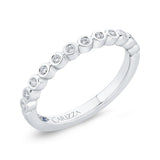Bezel Set Diamond Wedding Band with Round Shank in 14K White Gold