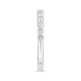Bezel Set Diamond Wedding Band with Round Shank in 14K White Gold