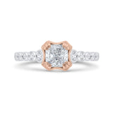 Bezel Set Diamond Engagement Ring with Round Shank in 14K Two Tone Gold (Semi-Mount)