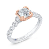 Bezel Set Diamond Engagement Ring with Round Shank in 14K Two Tone Gold (Semi-Mount)
