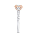 Bezel Set Diamond Engagement Ring with Round Shank in 14K Two Tone Gold (Semi-Mount)