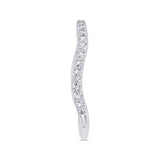 3/4 Run Round Diamond Wedding Band in 14K White Gold