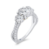 Split Shank Oval Cut Diamond Three-Stone Plus Engagement Ring in 14K Two Tone Gold (Semi-Mount)
