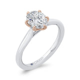 Oval Cut Diamond Solitaire Engagement Ring  in 14K Two Tone Gold (Semi-Mount)