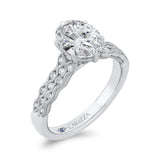 Oval Cut Diamond Engagement Ring with Milgrain 14K White Gold (Semi-Mount)
