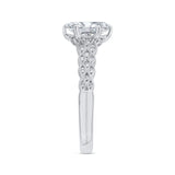 Oval Cut Diamond Engagement Ring with Milgrain 14K White Gold (Semi-Mount)