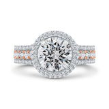 Round Diamond Double Halo Engagement Ring in 14K Two Tone Gold (Semi-Mount)