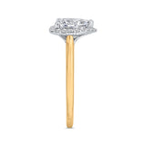 Pear Cut Diamond Halo Engagement Ring in 14K Two Tone Gold (Semi-Mount)