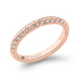 Double Row Diamond Wedding Band with Round Shank in 14K Rose Gold