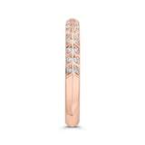 Double Row Diamond Wedding Band with Round Shank in 14K Rose Gold