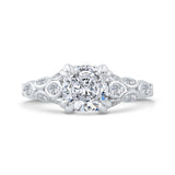 Cushion Cut Diamond Engagement Ring with Bezel Set in 14K White Gold (Semi-Mount)