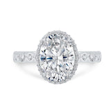 Oval Cut Diamond Halo Engagement Ring in 18K White Gold (Semi-Mount)