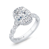 Oval Cut Diamond Halo Engagement Ring in 18K White Gold (Semi-Mount)