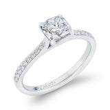 Cushion Cut Diamond Solitaire Plus Engagement Ring in 14K White Gold (Semi-Mount)