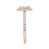 Oval Cut Diamond Halo Engagement Ring in 14K Rose Gold (Semi-Mount)