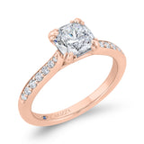 Cushion Cut Diamond Solitaire Plus Engagement Ring in 14K Rose Gold (Semi-Mount)