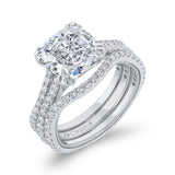 Split Shank Cushion Cut Diamond Engagement Ring in 14K White Gold (Semi-Mount)