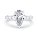 Bezel Set Pear Cut Diamond Engagement Ring in 14K White Gold (Semi-Mount)