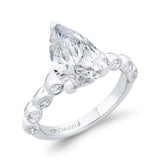 Bezel Set Pear Cut Diamond Engagement Ring in 14K White Gold (Semi-Mount)