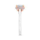 Emerald Cut Diamond Halo Engagement Ring in 14K Two Tone Gold (Semi-Mount)