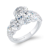 1/2 Run Oval Cut Diamond Engagement Ring in 14K White Gold (Semi-Mount)