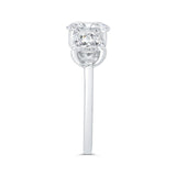 14K White Gold Two Stone Engagement Ring Center with Oval & Asscher Diamond