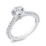 14K White Gold Round Cut Diamond Engagement Ring (Semi-Mount)