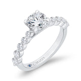 14K White Gold Round Cut Diamond 1/2 Run Engagement Ring (Semi-Mount)
