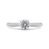 14K White Gold Round Cut Diamond 1/2 Run Engagement Ring (Semi-Mount)