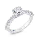 14K White Gold Round Cut Diamond 1/2 Run Engagement Ring (Semi-Mount)