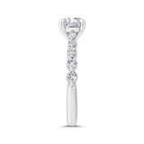 14K White Gold Round Cut Diamond 1/2 Run Engagement Ring (Semi-Mount)