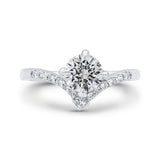 14K White Gold Round Cut Diamond Engagement Ring (Semi-Mount)