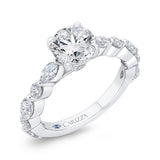 Round Diamond Engagement Ring In 14K White Gold (Semi-Mount)